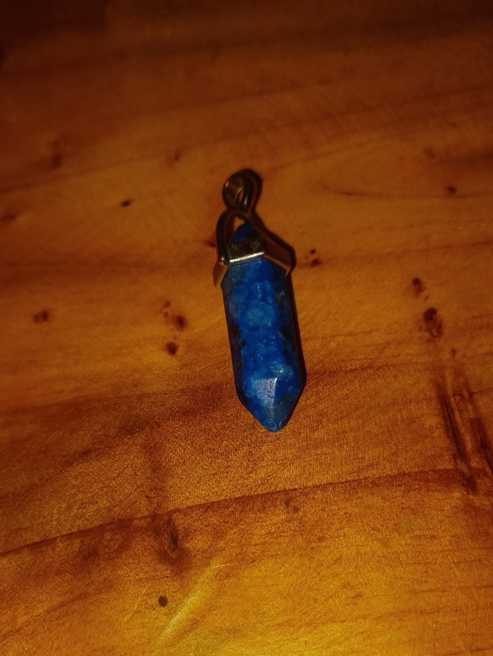 Blue Crystal Point Pendant Necklace